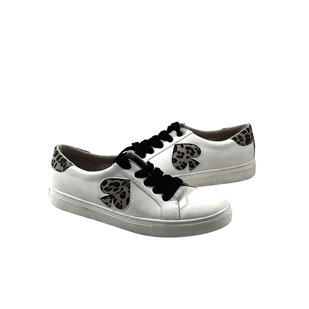 Kate Spade Leopard White Leather Sneaker Fez tennis shoe RARE print 8.5 B‎ women